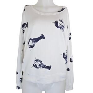 Lou & Grey Novelty Maine Lobster White Black Sweatshsirt Women's S